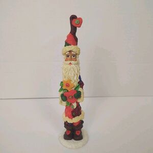 Vtg 1996 Giftcraft Dazzle Patch Santa Figurine Folk Art Resin Christmas Decor